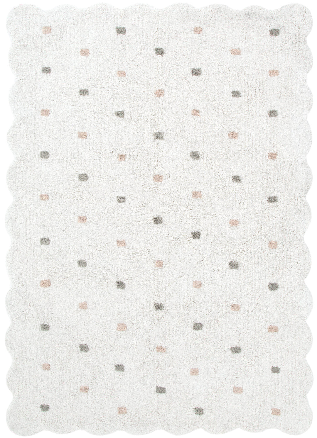 Mellow Rectangle Scalloped Kids Rug White & Multi: New Arrival