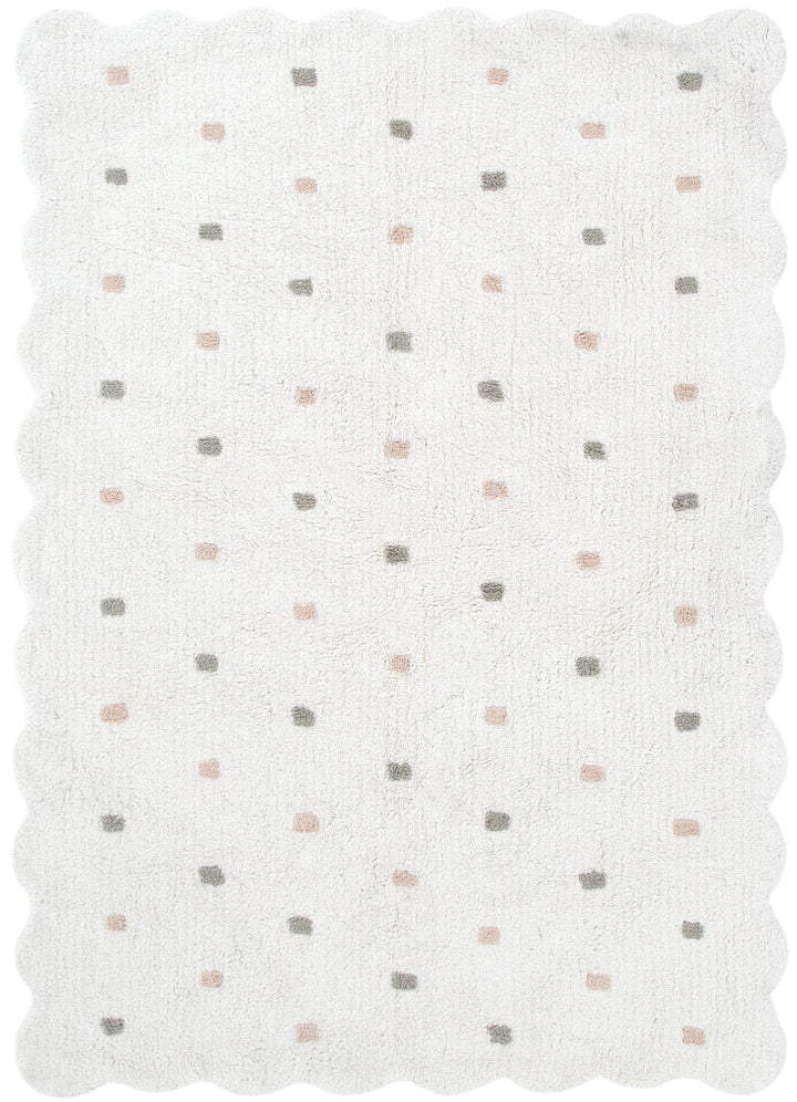 Mellow Rectangle Scalloped Kids Rug White & Multi: New Arrival