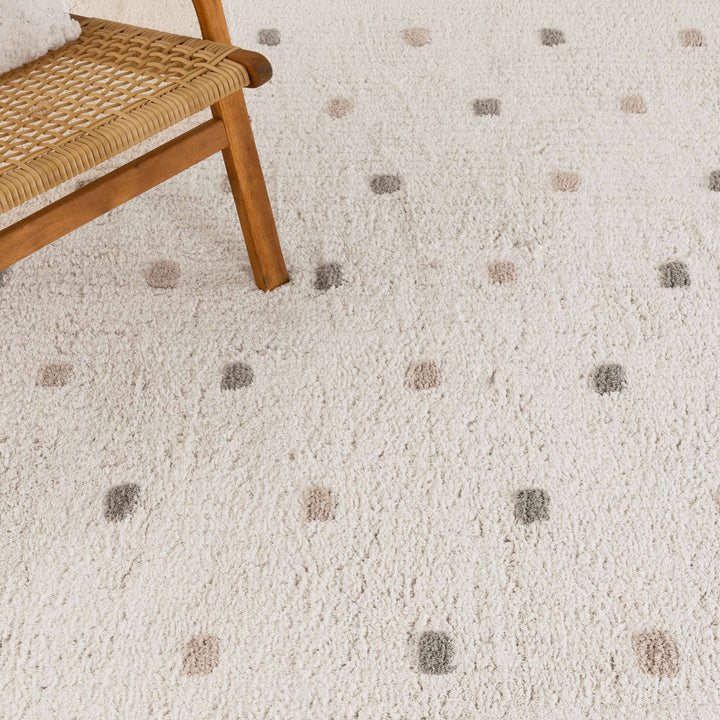 Mellow Round Scalloped Kids Rug White & Multi: New Arrival