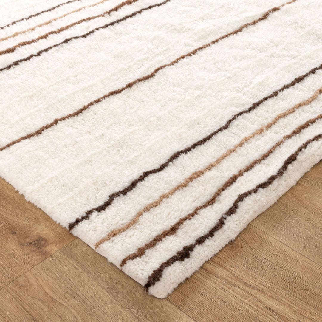Highlands Beige Stripe Washable Wool Rug - Arriving Soon