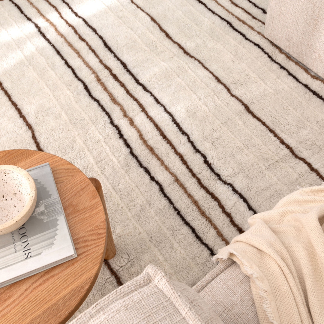 Highlands Beige Stripe Washable Wool Rug - Arriving Soon