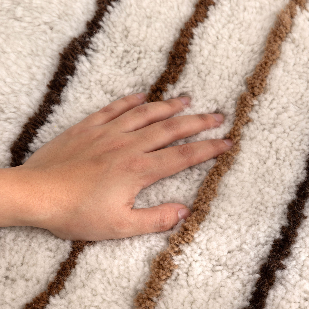 Highlands Beige Stripe Washable Wool Rug - Arriving Soon