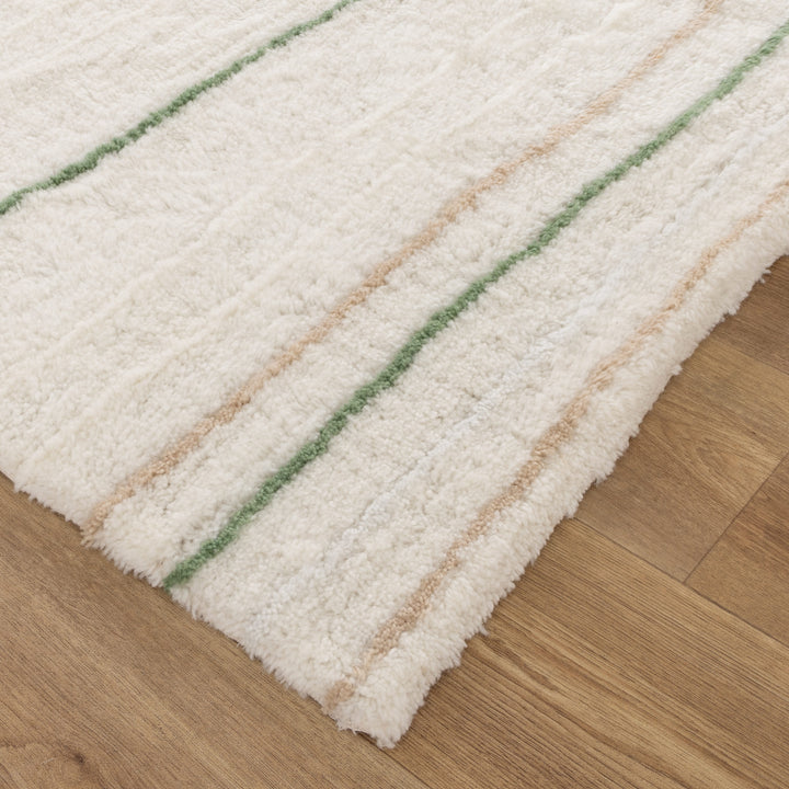Highlands Olive Stripe Washable Wool Rug - Arriving Soon