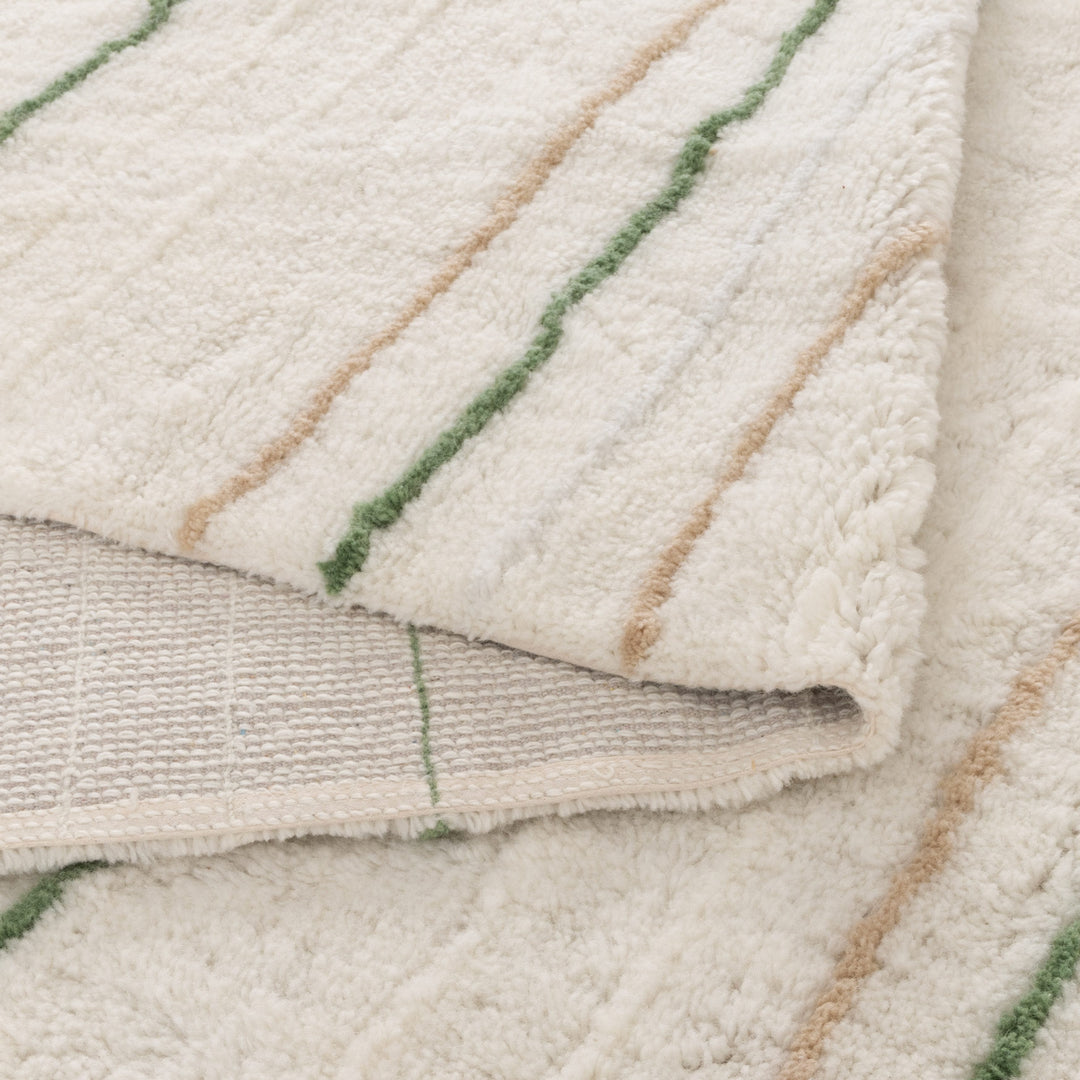 Highlands Olive Stripe Washable Wool Rug - Arriving Soon