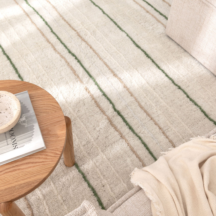 Highlands Olive Stripe Washable Wool Rug - Arriving Soon