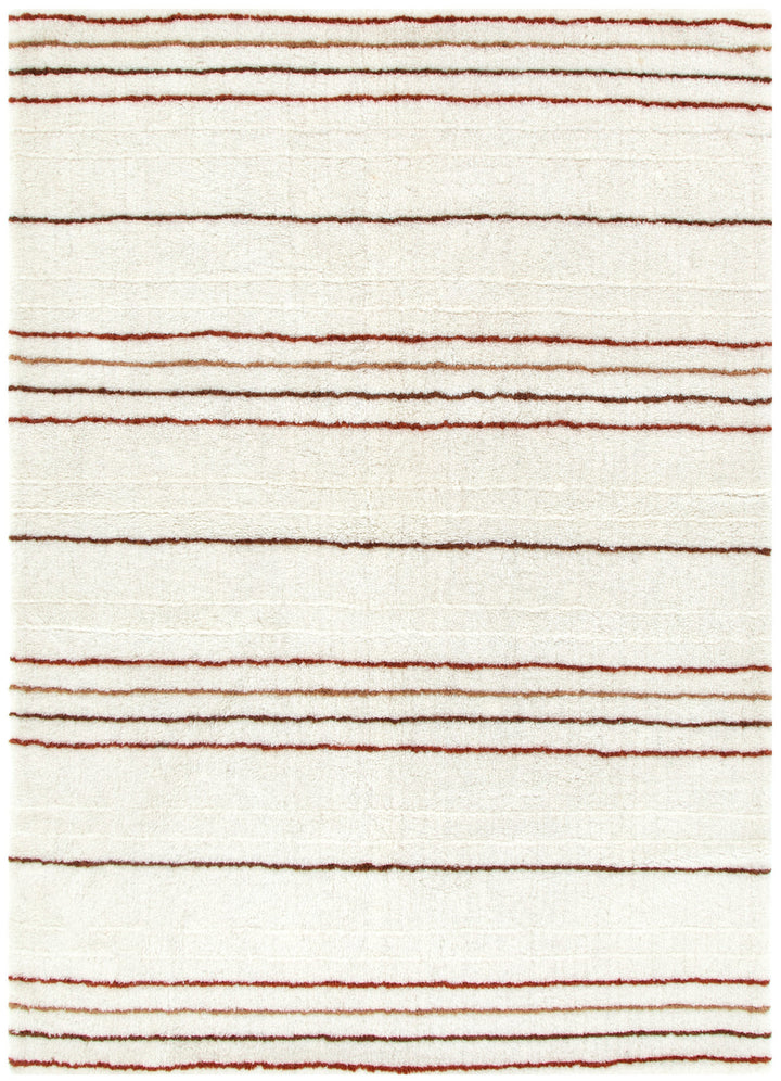 Highlands Terracotta Stripe Washable Wool Rug - New Arrival
