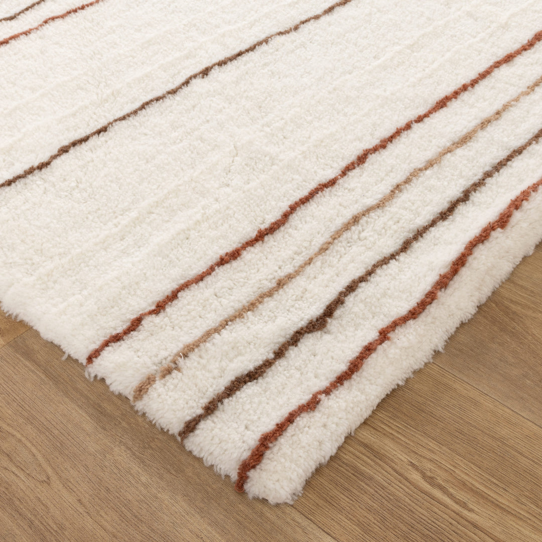 Highlands Terracotta Stripe Washable Wool Rug - New Arrival