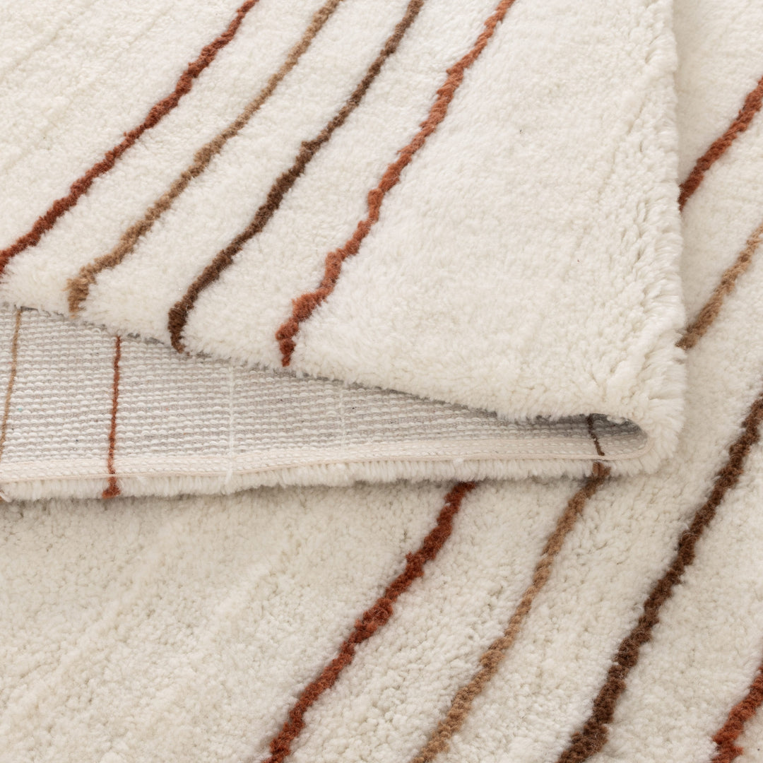 Highlands Terracotta Stripe Washable Wool Rug - New Arrival