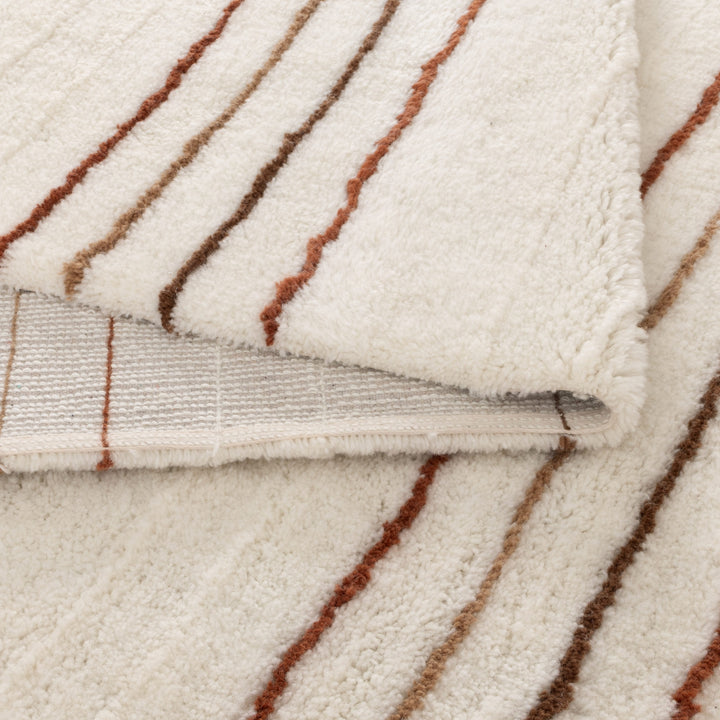 Highlands Terracotta Stripe Washable Wool Rug - New Arrival