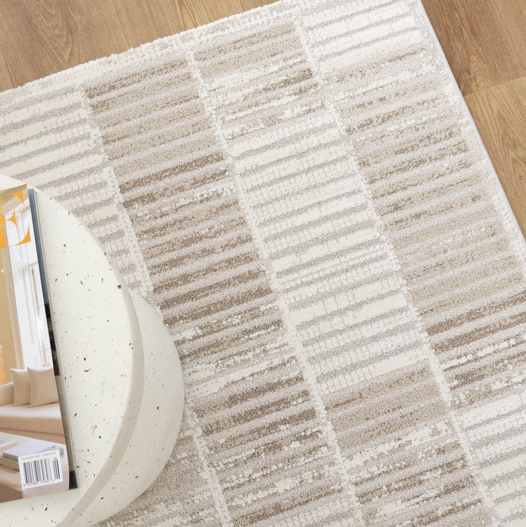 Trend Modern Stripes Grey and Beige Rug - T100