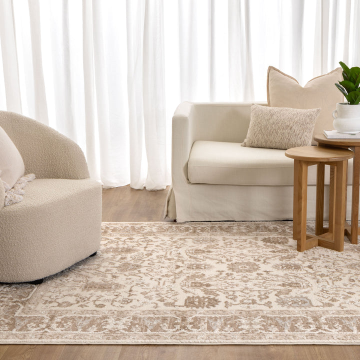 Sierra Oriental Border Beige Rug - New Arrival