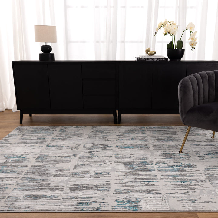 Vestige Abstract Grey Blue Rug - V002