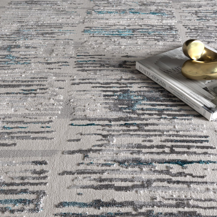 Vestige Abstract Grey Blue Rug - V002