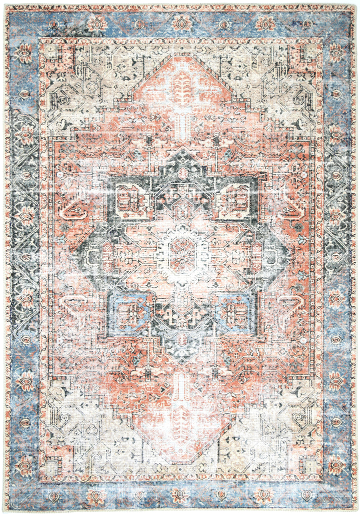 Vintage Crown Cezanne Terracotta Sky Distressed Vintage Rug (No Fringe)