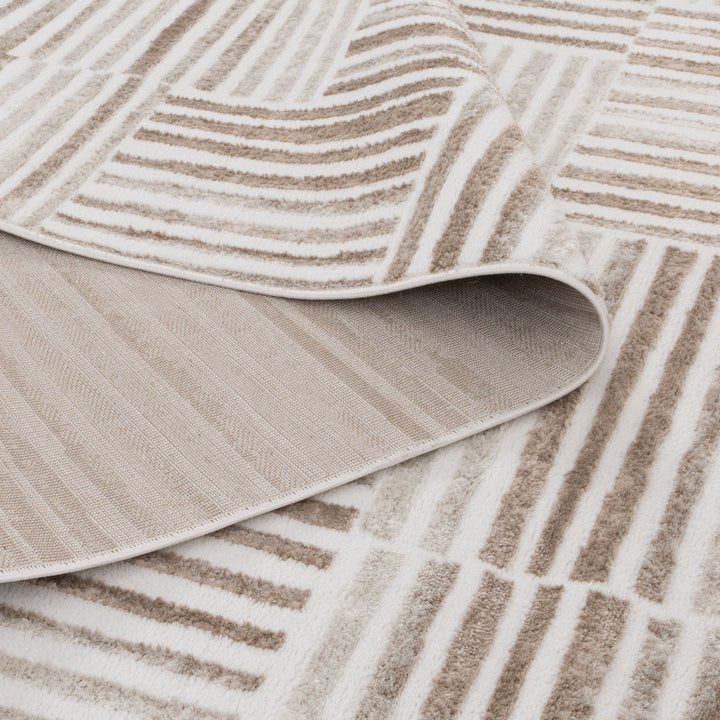 Wellington Geometric Lines Brown Rug - W001