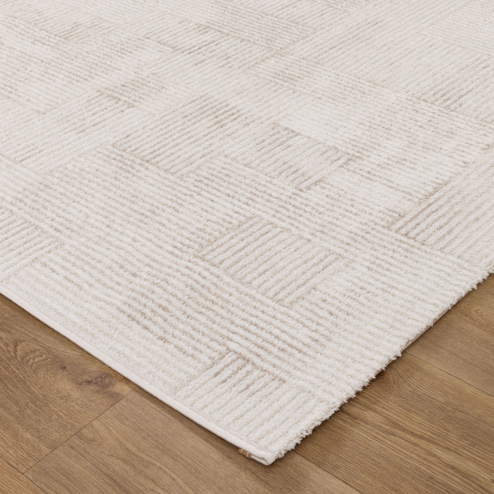 Wellington Distressed Shapes Beige Rug - W006