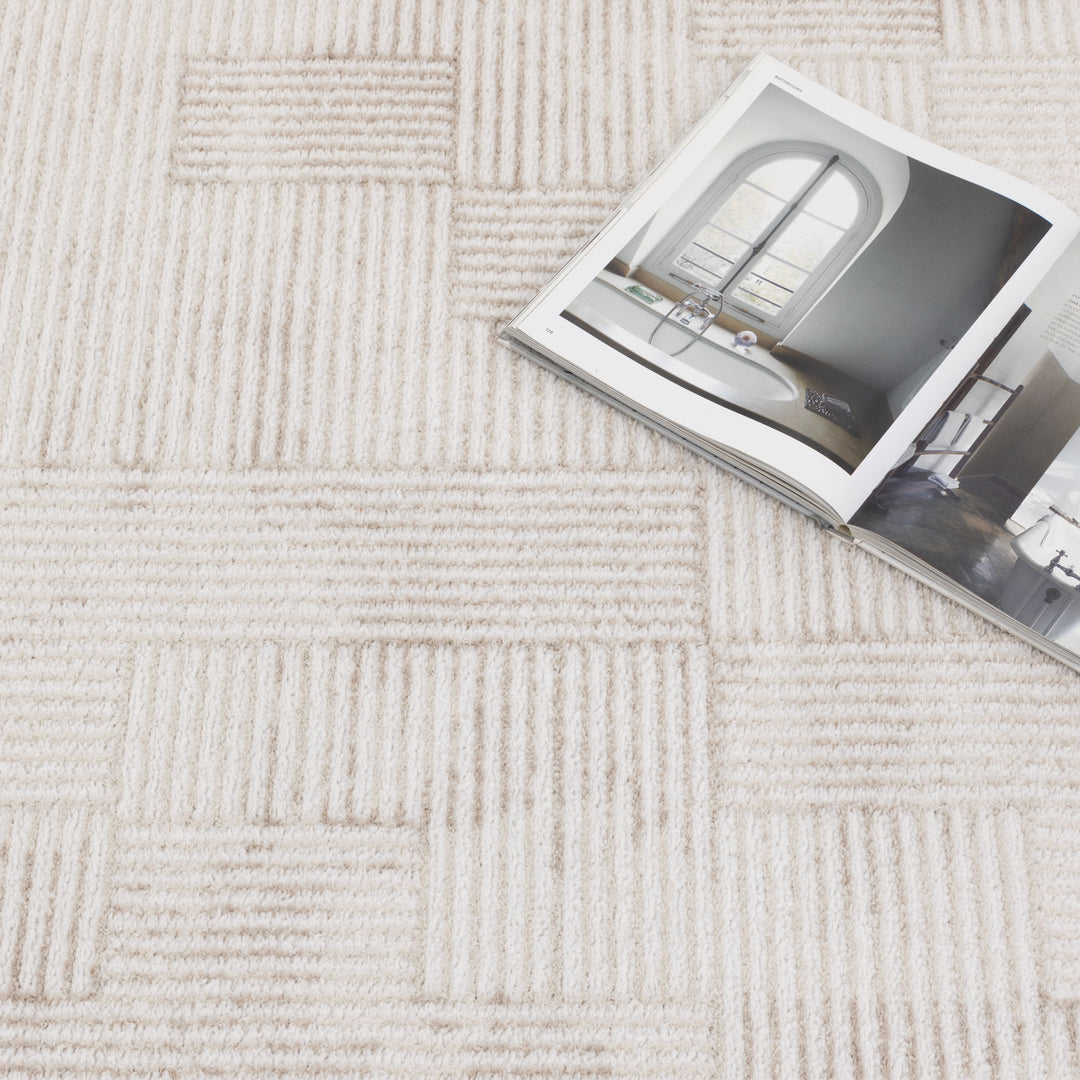 Wellington Distressed Shapes Beige Rug - W006