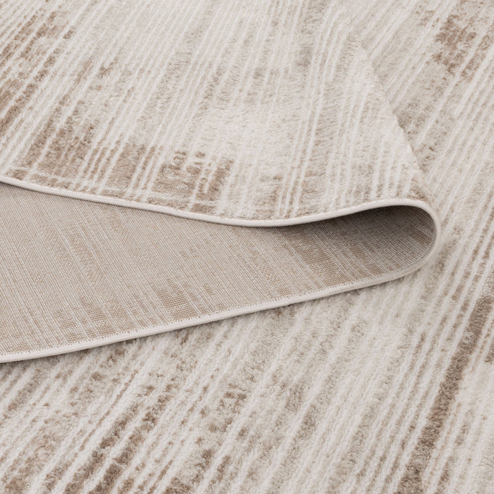 Wellington Distressed Lines Brown Rug - W011