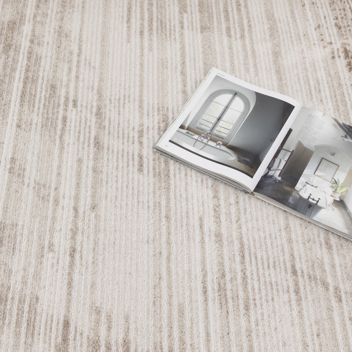 Wellington Distressed Lines Brown Rug - W011