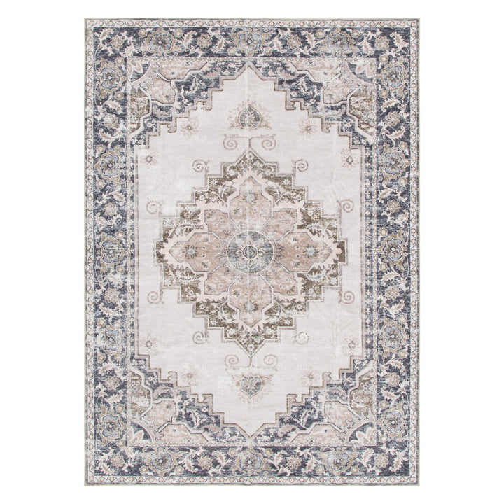 Washwell Beige Grey Machine Washable Rug - WASH004 - New Arrival