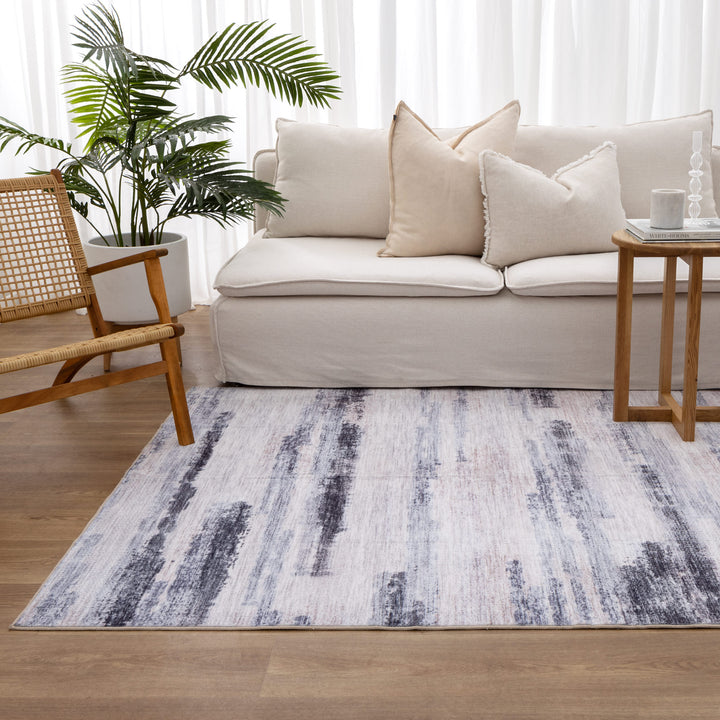 Washwell Blue Multi Abstract Machine Washable Rug - WASH006 - New Arrival