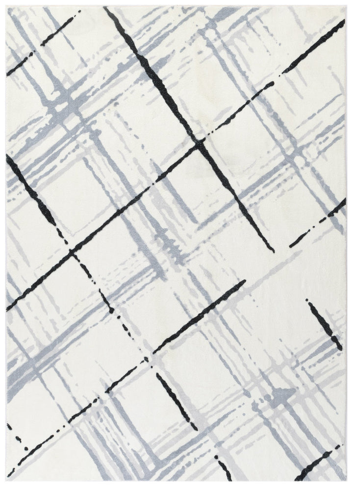 Cloud Geo Cream Blue Washable Rug - FAIR04