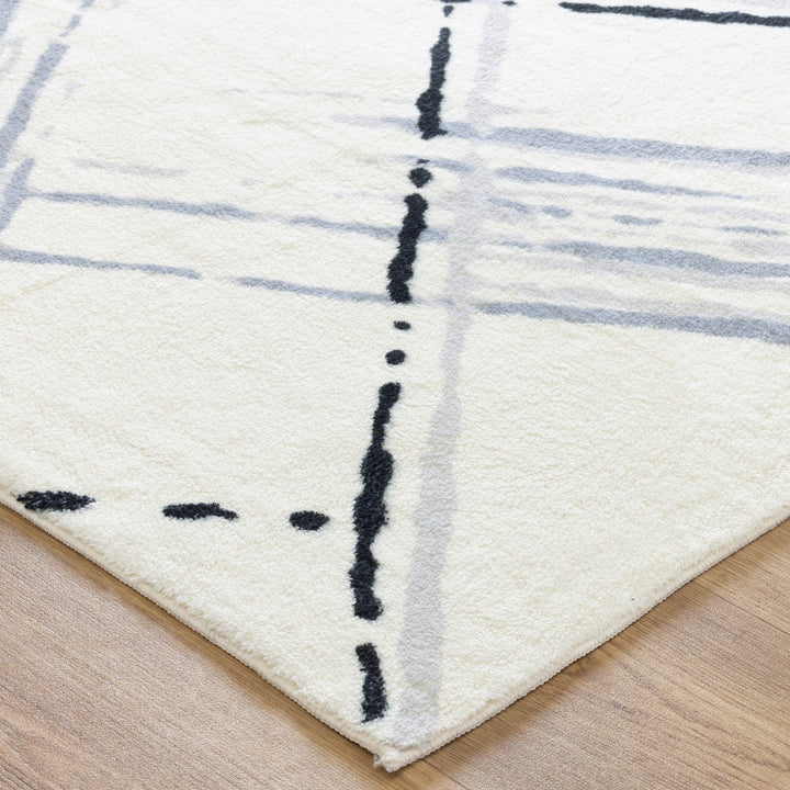 Cloud Geo Cream Blue Washable Rug - FAIR04