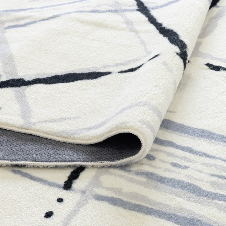Cloud Geo Cream Blue Washable Rug - FAIR04