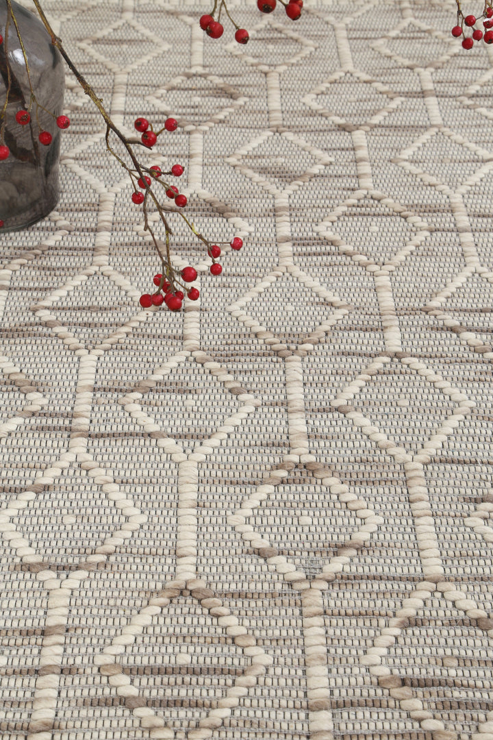 Copacabana Lattice Beige Wool Rug - 2BEIG
