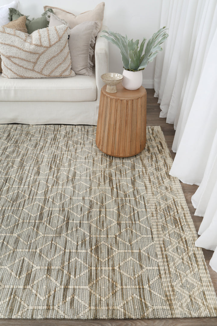 Copacabana Lattice Moss Wool Rug - 2MOSS