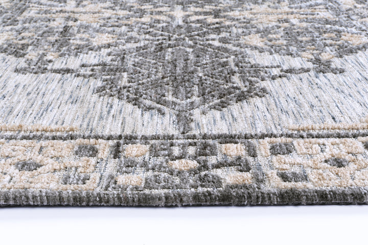 Amritsar Beas Charcoal & Beige Cotton Blend Rug - 3CBEI