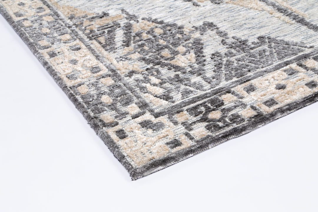 Amritsar Beas Charcoal & Beige Cotton Blend Rug - 3CBEI
