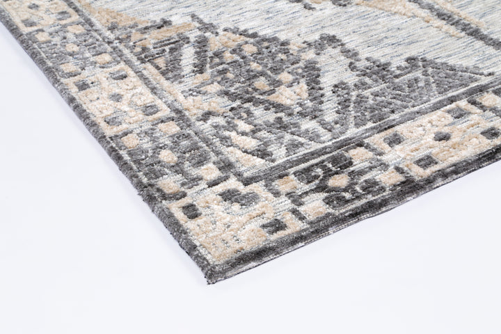 Amritsar Beas Charcoal & Beige Cotton Blend Rug - 3CBEI