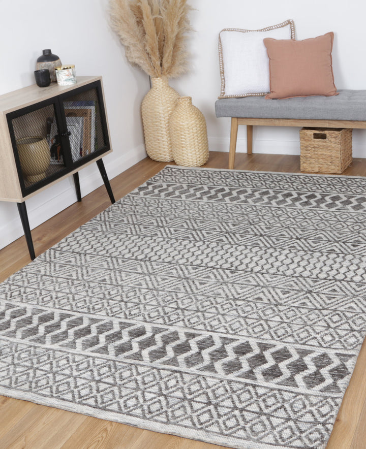Amritsar Ramdass Charcoal & Beige Cotton Blend Rug - 4CBEI
