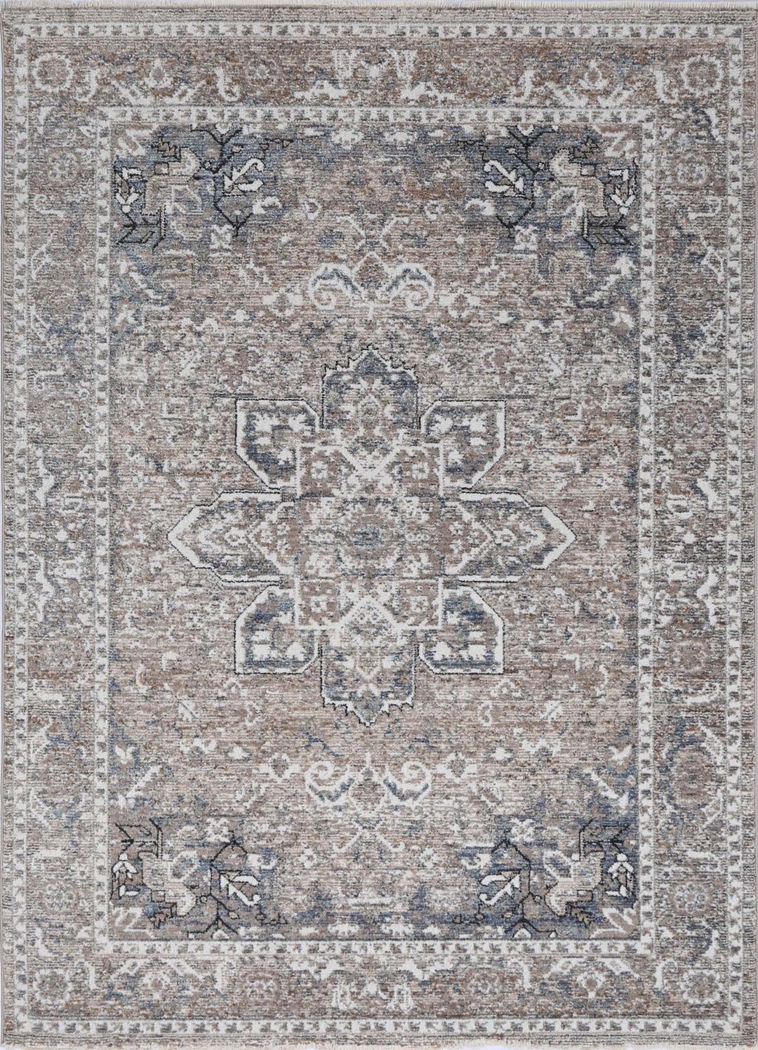 Baltimore Virginia Medallion Transitional Ash Rug - B07