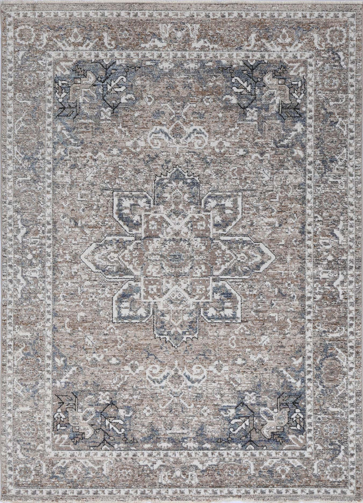 Baltimore Virginia Medallion Transitional Ash Rug - B07