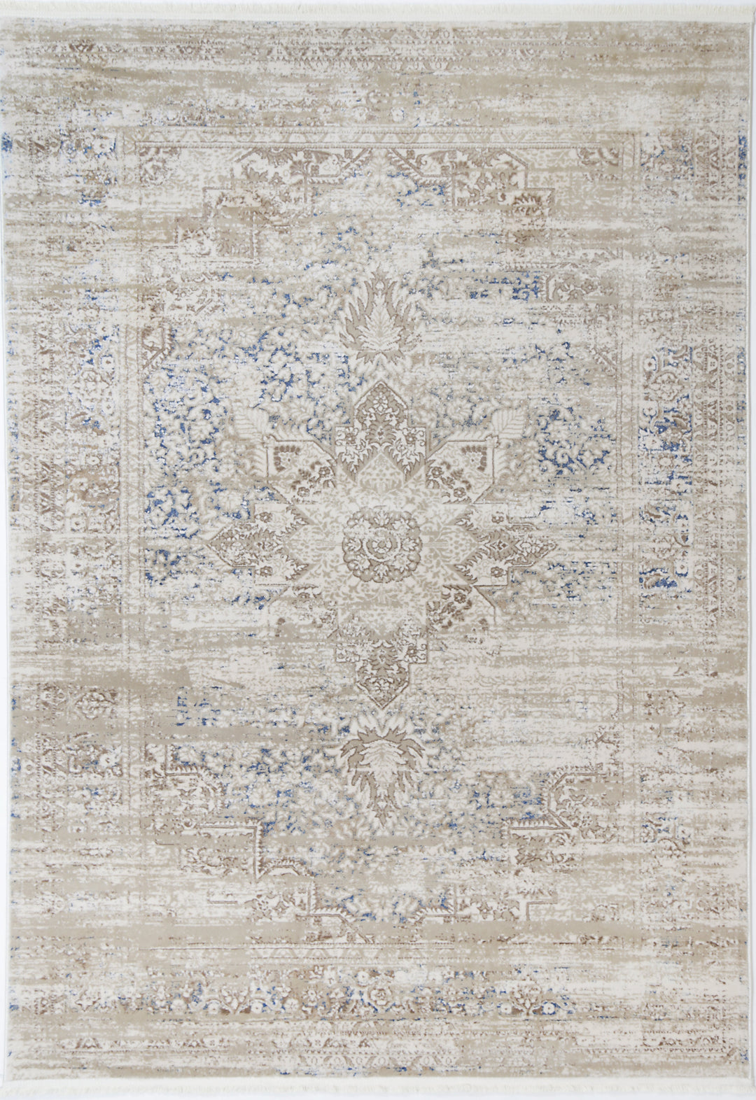Bohemian Paradise Medalion Beige Blue Rug - 06BBLU