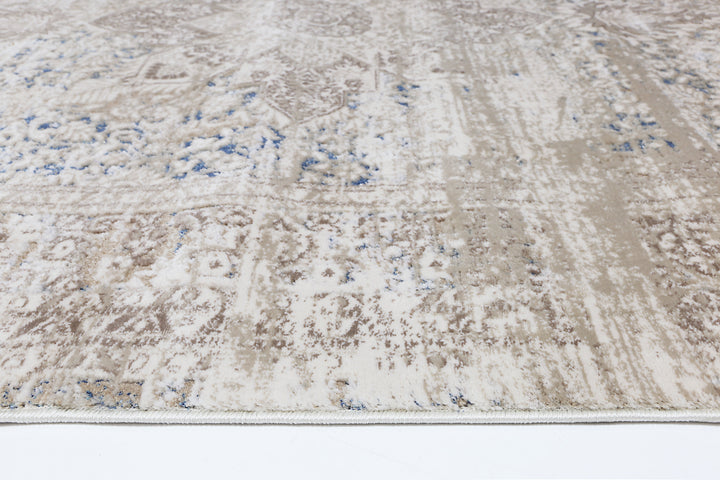 Bohemian Paradise Medalion Beige Blue Rug - 06BBLU