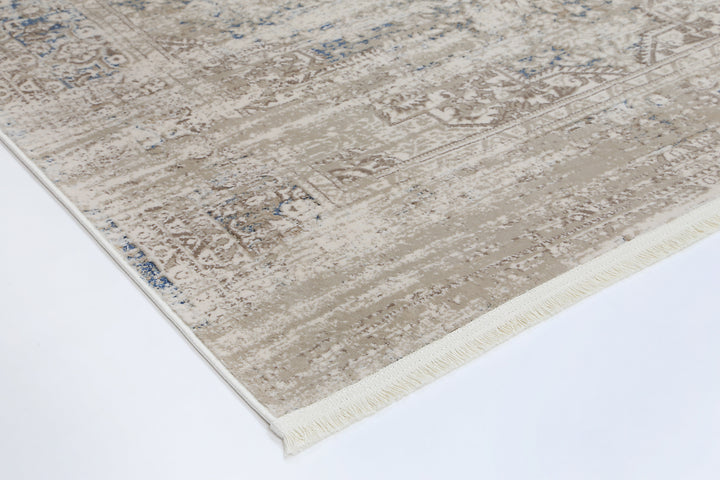 Bohemian Paradise Medalion Beige Blue Rug - 06BBLU