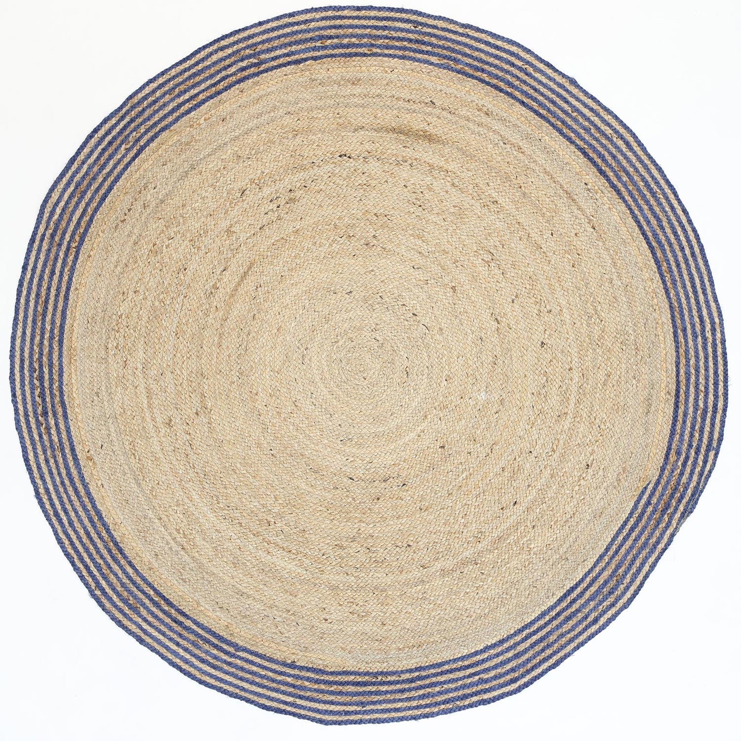 Capri Navy Blue Natural Round Border Rug – Brand Ventures Pty Ltd
