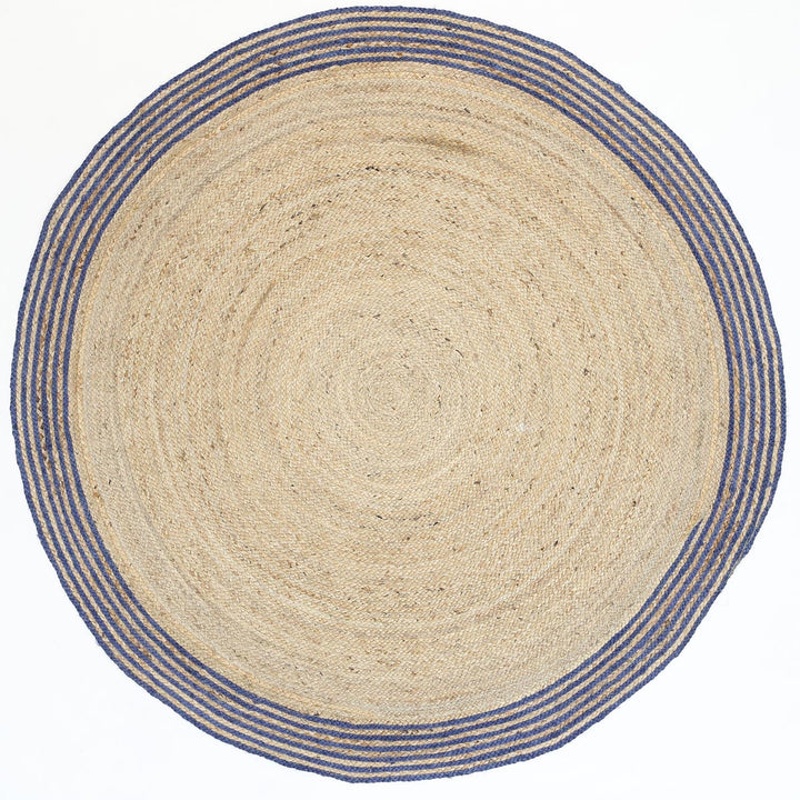Round Border Rugs Capri Navy Blue Natural Round Border Rug – Brand Ventures Pty Ltd