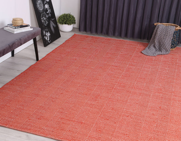 Bondi Chevron Tamarind and White Wool Blend Rug