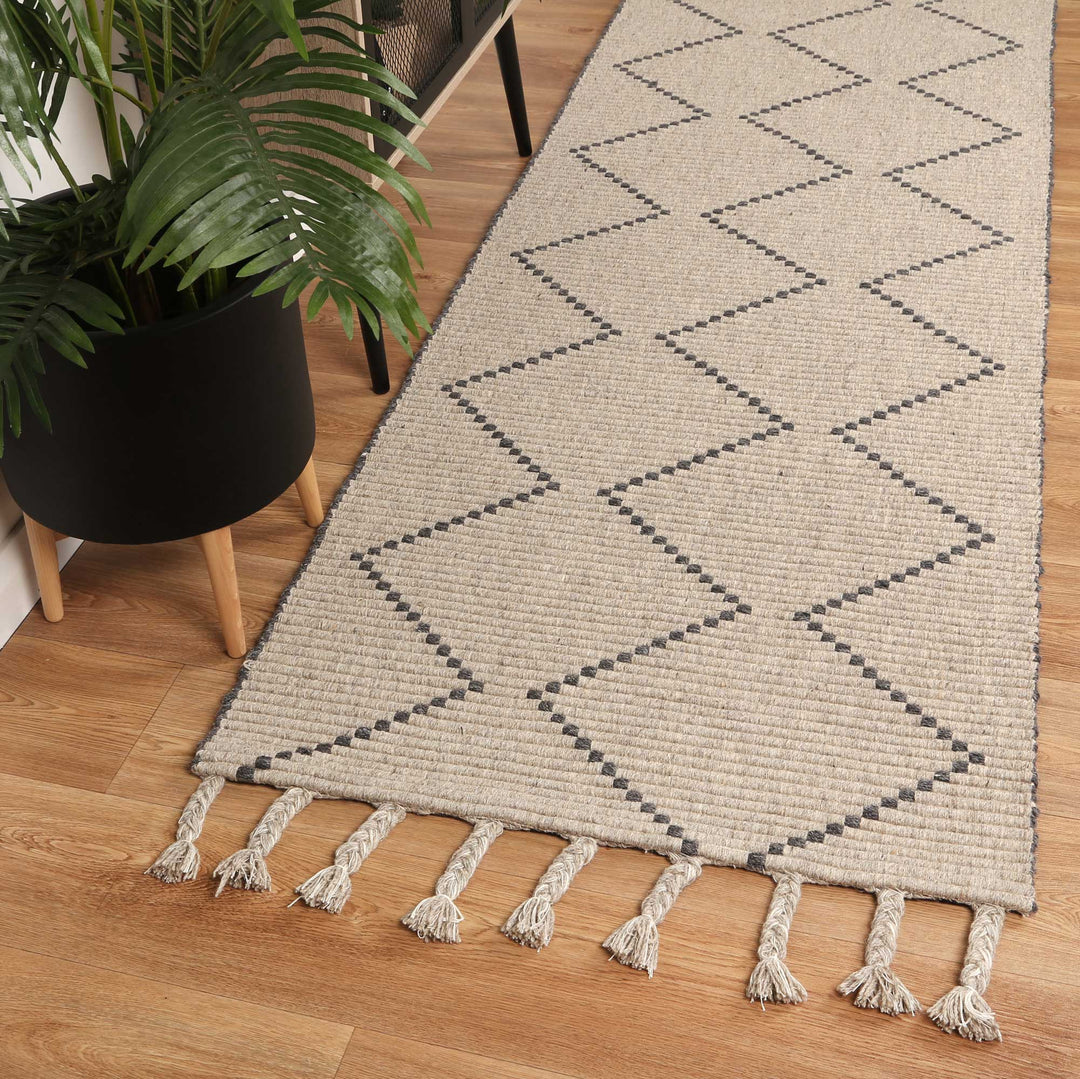 Goa Zig-Zag Wool Blend Ash Rug - D2ASH