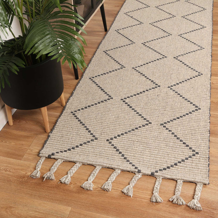 Goa Zig-Zag Wool Blend Ash Rug - D2ASH