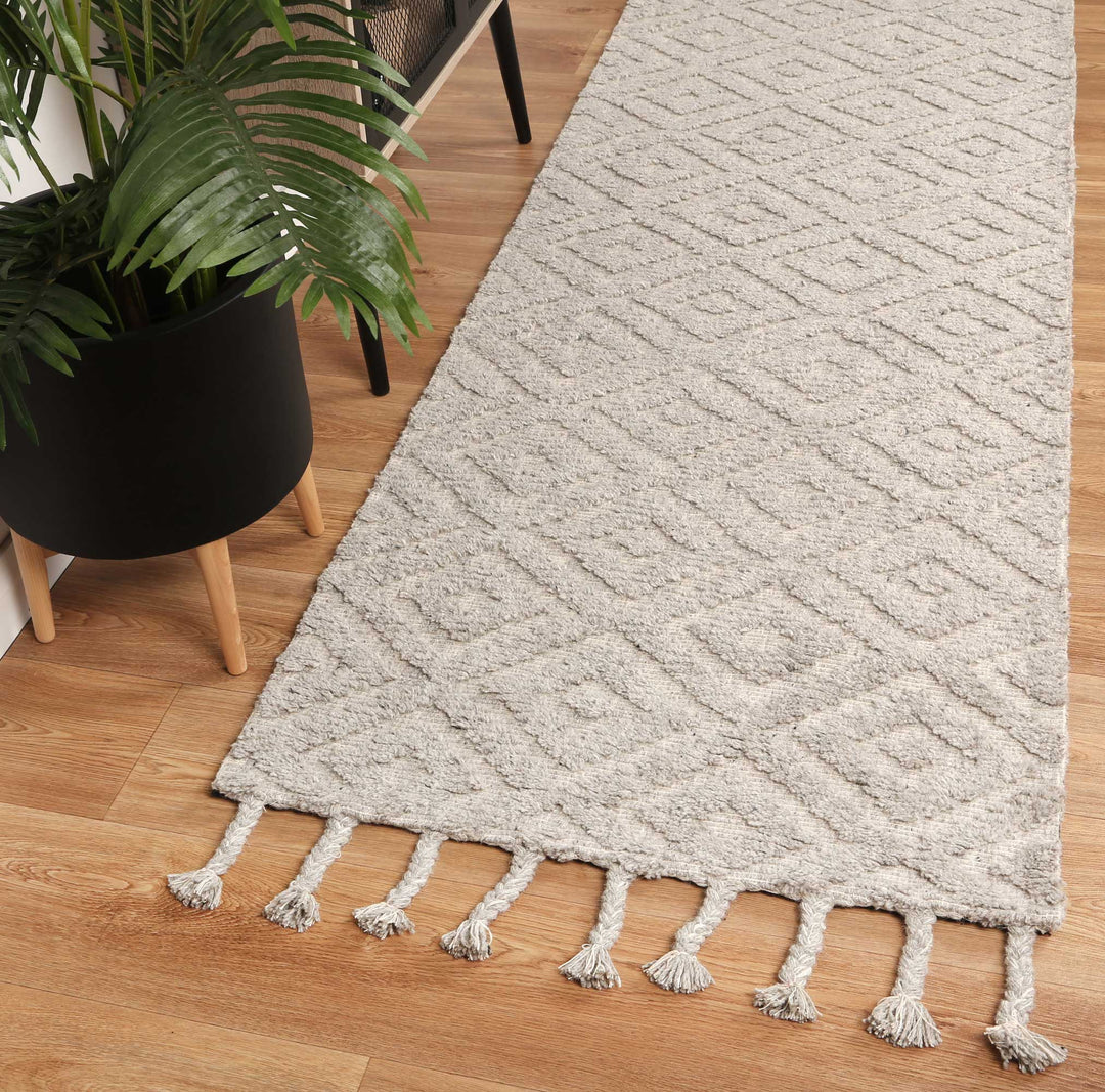 Goa Diamond Wool Blend Grey Rug - D4GRE