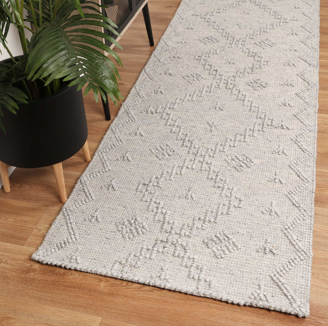 Goa Aztec Wool Blend Grey Rug -  (No Tassel) - D5GRE