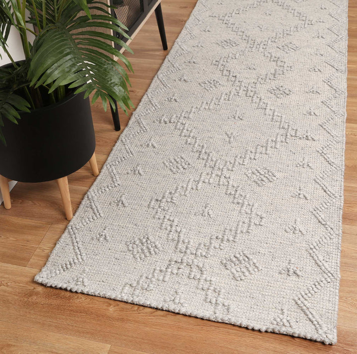 Goa Aztec Wool Blend Grey Rug -  (No Tassel) - D5GRE
