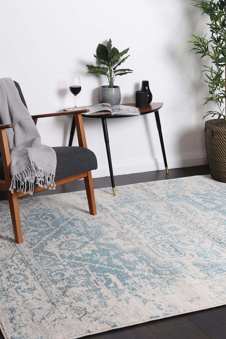 Delicate Audrey Ivory & Blue Rug - DEL19