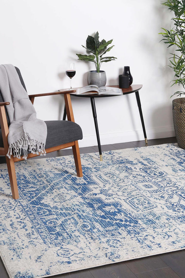 Delicate Audrey Ivory & Navy Rug - DEL21