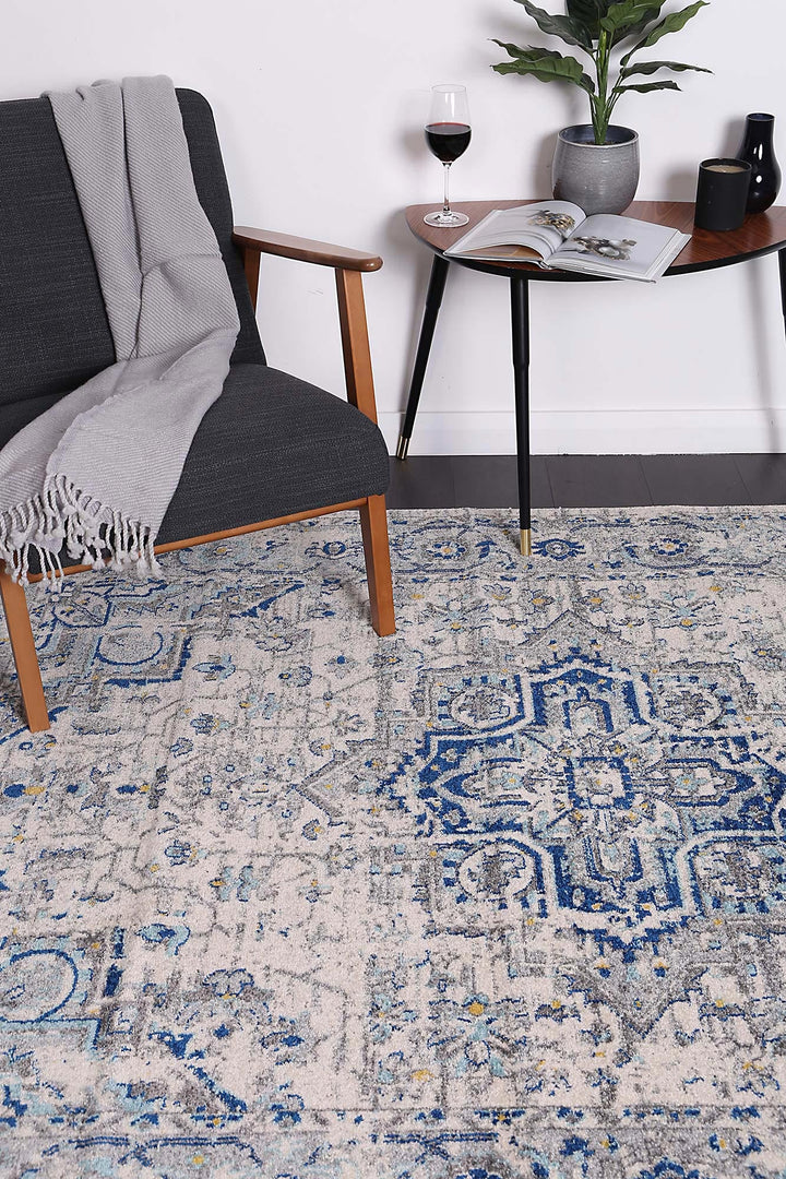 Delicate Montana Ivory & Blue Rug -  DEL26